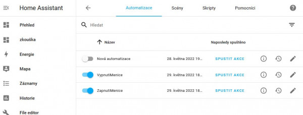 Automatizace - vypnutí/zapnutí měniče