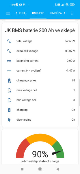 JK BMS integrace v HA - v aplikac na mobilu