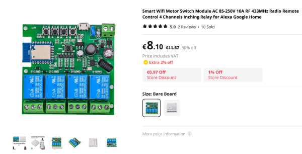 4ch wifi + 433MHz Tuya switch